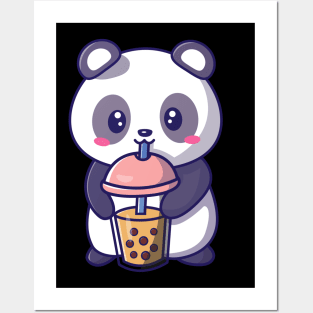 Cute Kawaii Bubble Tea lover Panda Posters and Art